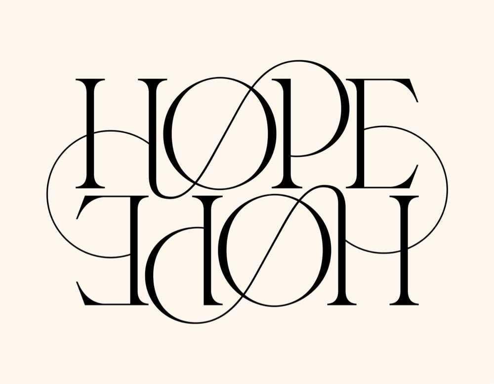the word 'hope' in a flowing script, twice
