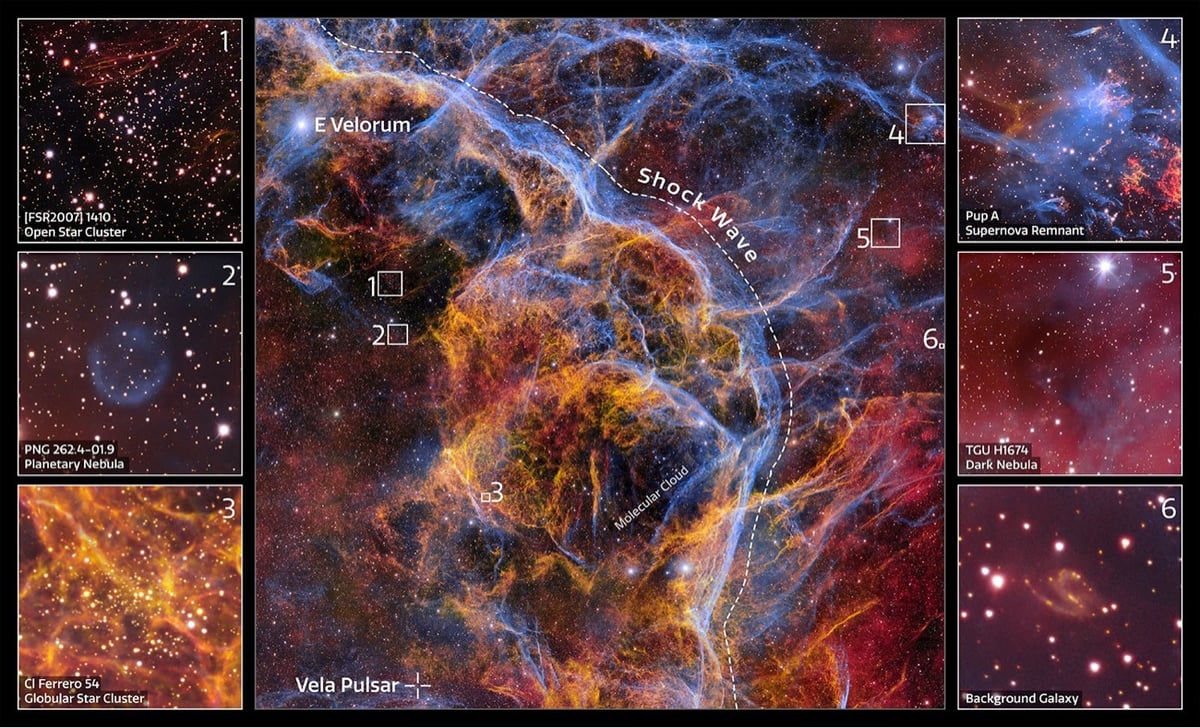 an image of the Vela supernova remnant that shows some of its structure